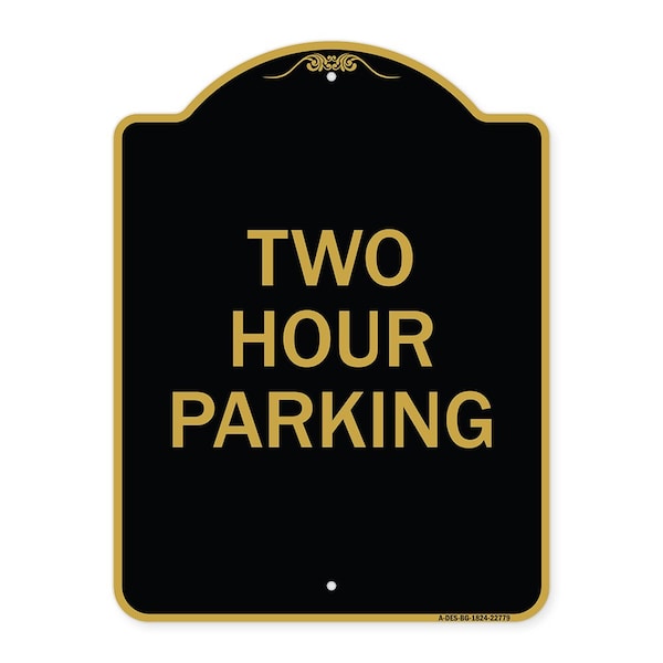 Signmission Designer Series Sign-Two Hour Parking, Black & Gold Aluminum Sign, 18" x 24", BG-1824-22779 A-DES-BG-1824-22779 - main